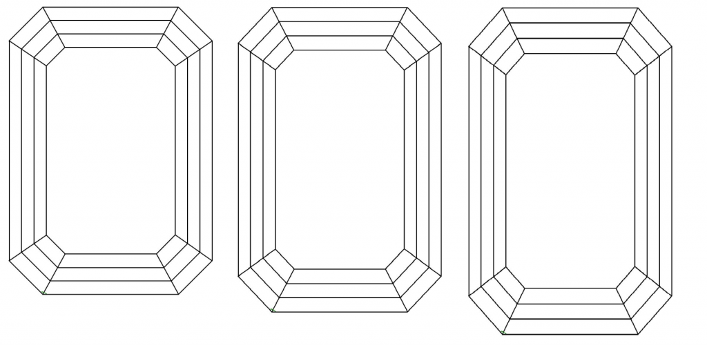 Emerald Cut Diamond LW Ratios - 1.30, 1.45, 1.60