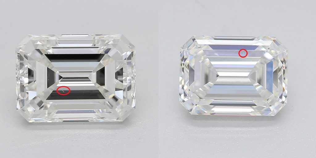 Emerald cut diamond VS1 vs VS2