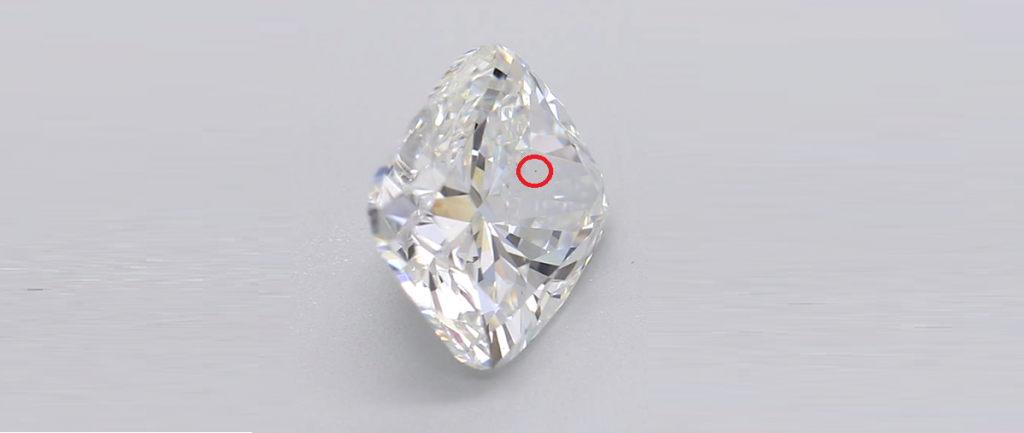 Cushion cut diamond vs1 side with mark