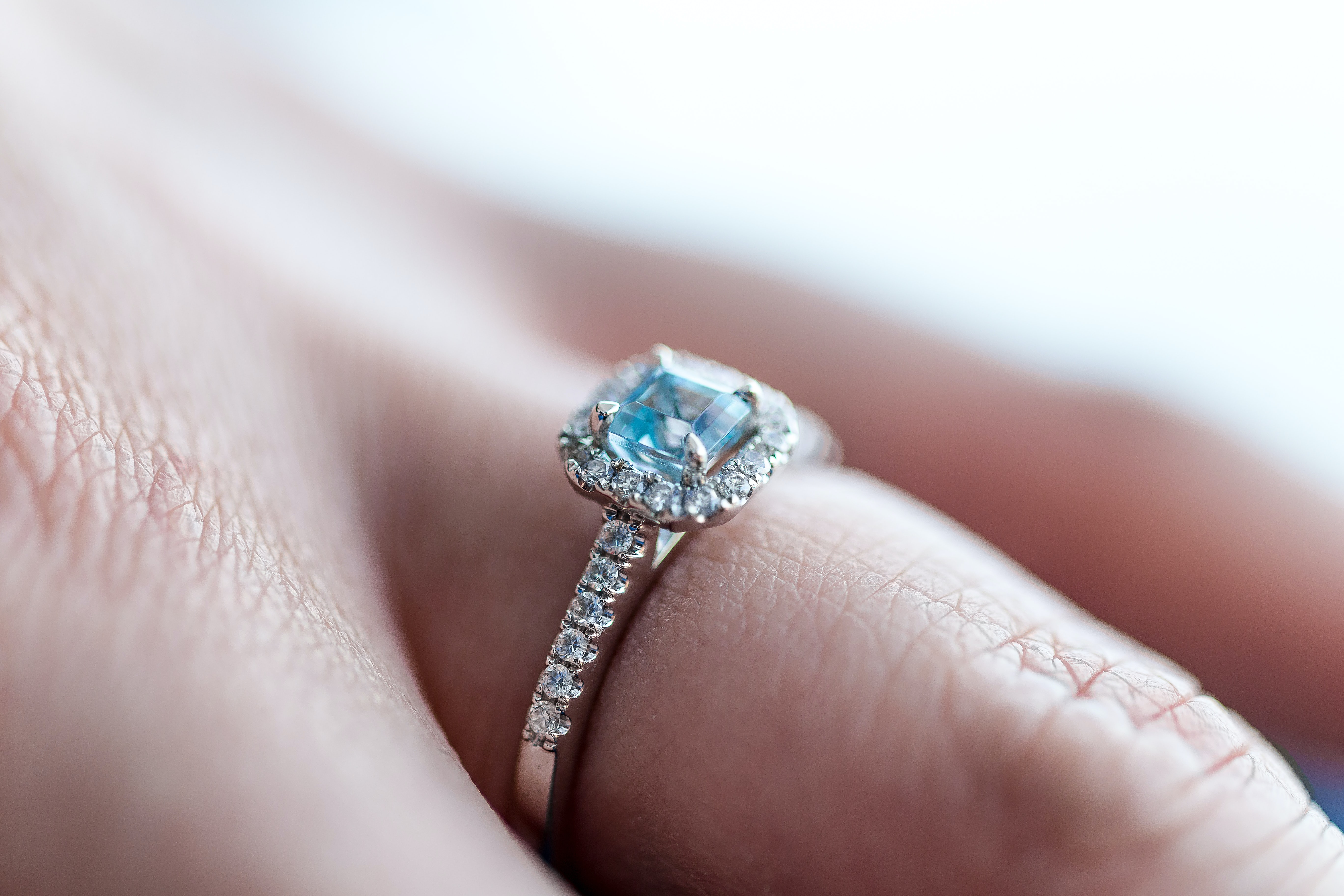 bar halo pave engagement ring - The Bar Setting