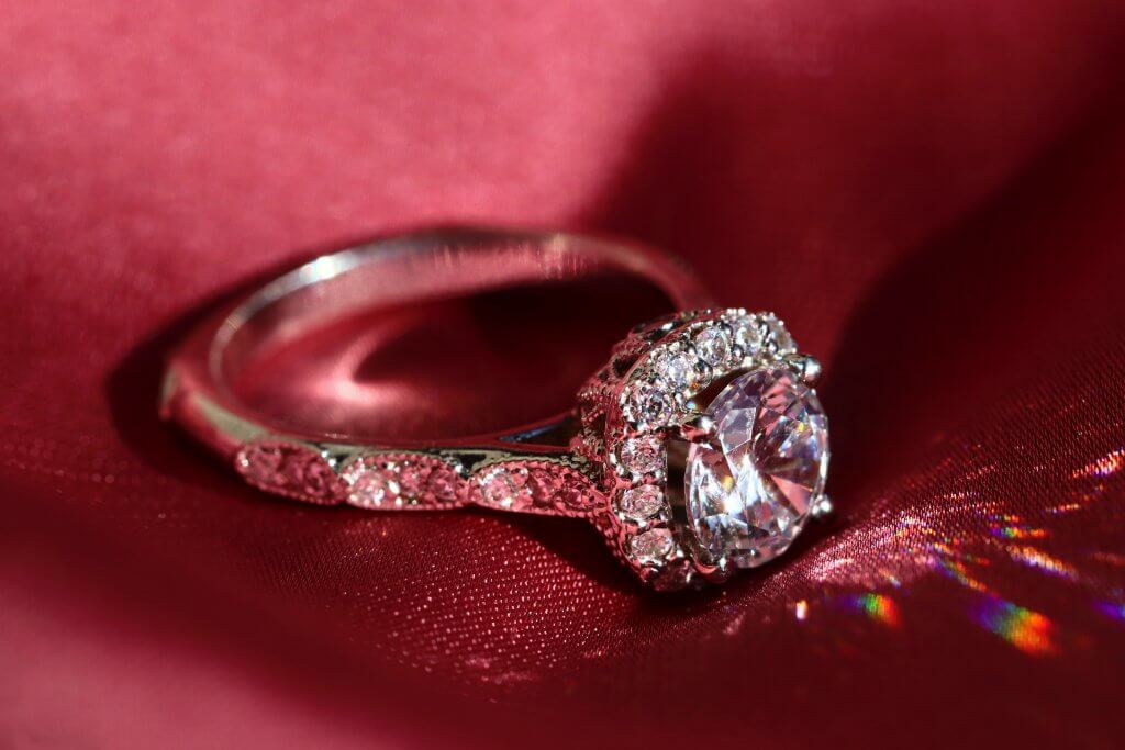 ROUND halo antique engagement ring 