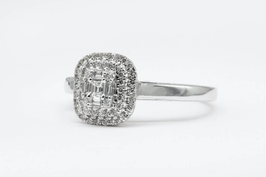 asscher cut double halo engagement ring 