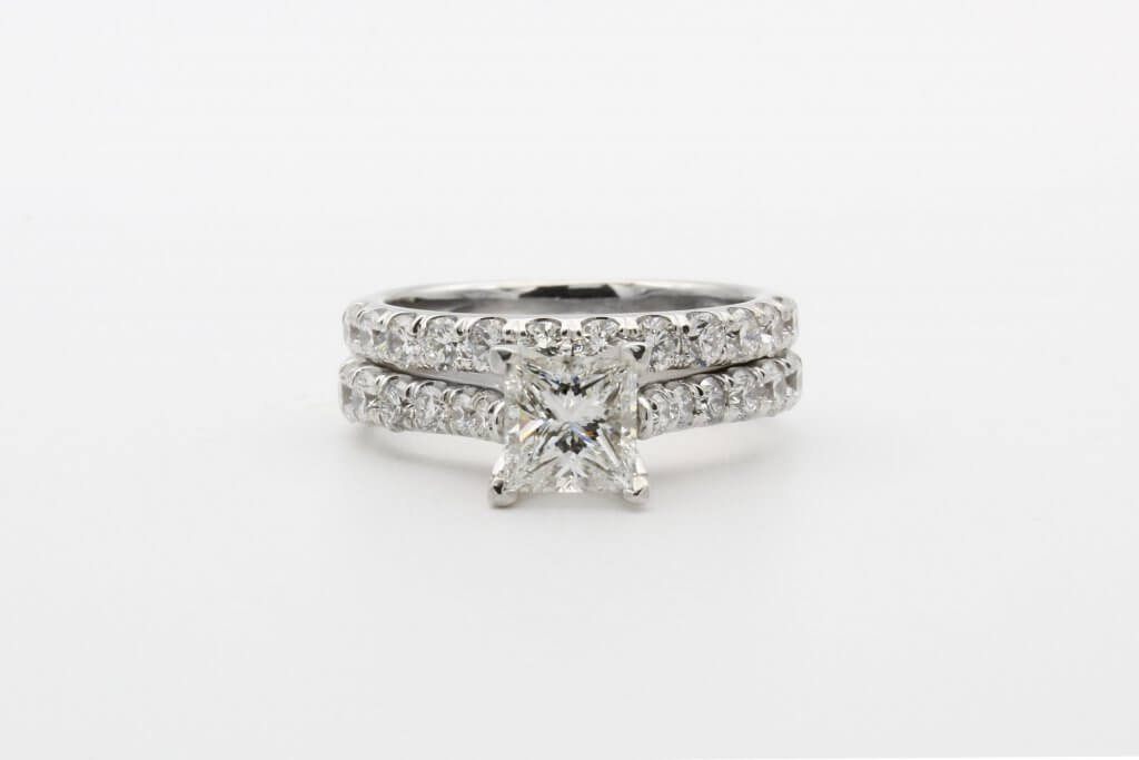 pave princess j color engagement ring - 