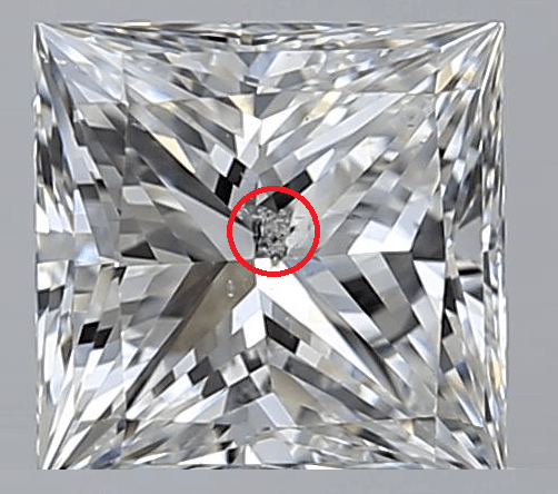 princess cut Diamond Clarity I1 and I2 inclusion 