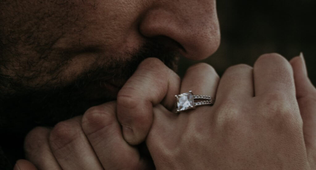 princess cut split shank engagement ring