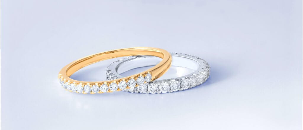 two diamond enternity rings round diamonds 