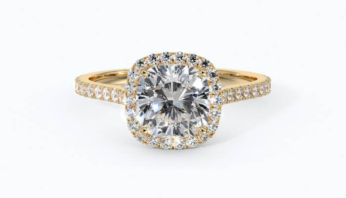 cushion-cut-halo-engagement-ring-in-yellow-gold-front-down - Cushion Halo Ring
