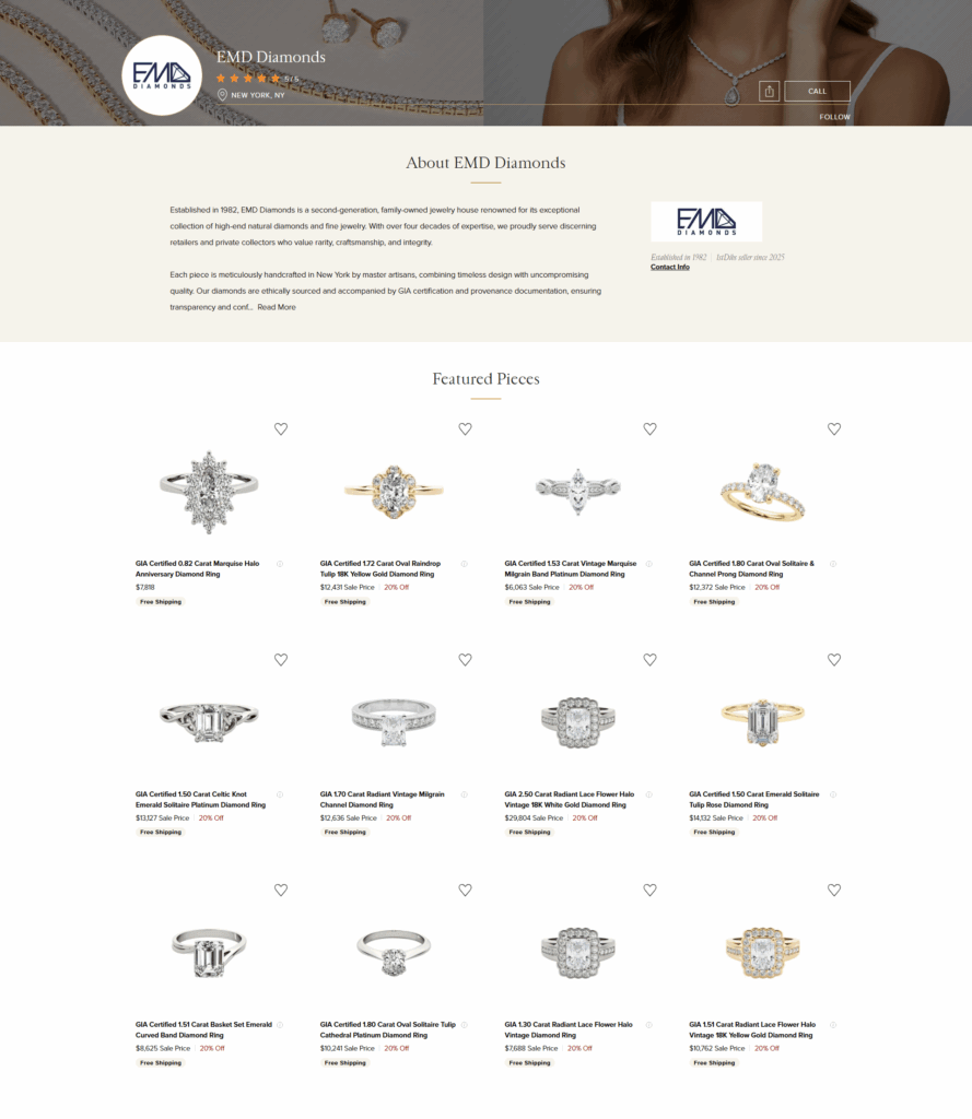 EMD Diamonds page on 1stdibs