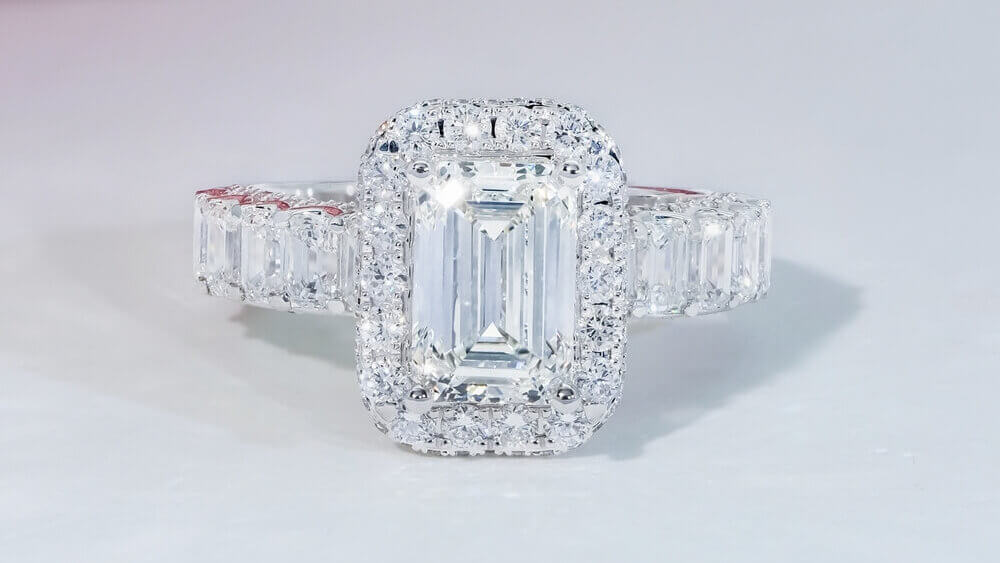 EMD DIAMONDS HALO EMERALD DIAMOND PAVE EMERALD DIAMONDS 3 CARAT